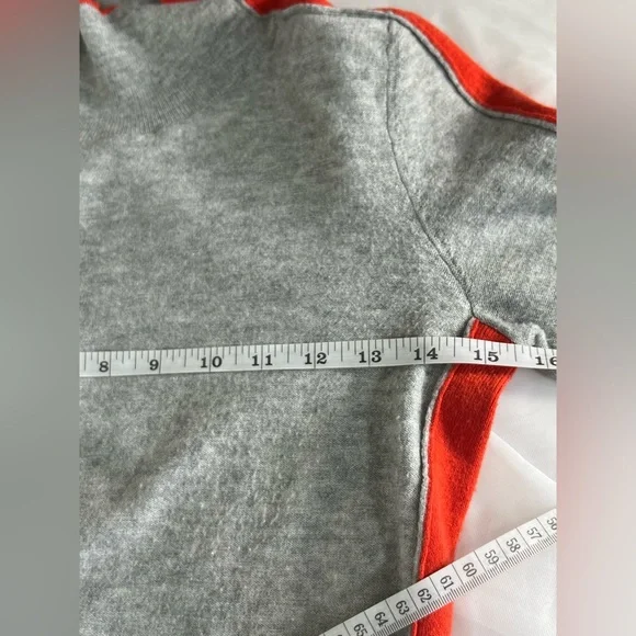 Maeve by Anthropologie Grey Red Side Stripe Mock Neck Fitted Sweater Size S - Picture 9 of 12